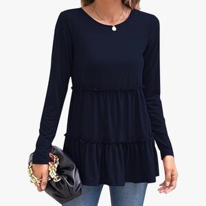 Women’s Navy Tiered Babydoll Tunic Top